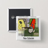 Cubistische Castro NeoCubisme Grappig Vierkante Button 5,1 Cm (Voorkant /achterkant)