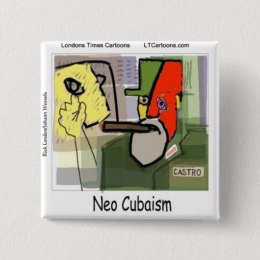 Cubistische Castro NeoCubisme Grappig Vierkante Button 5,1 Cm (Voorkant)