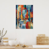 Cubistische interieur van een eetkamer poster (Keuken)