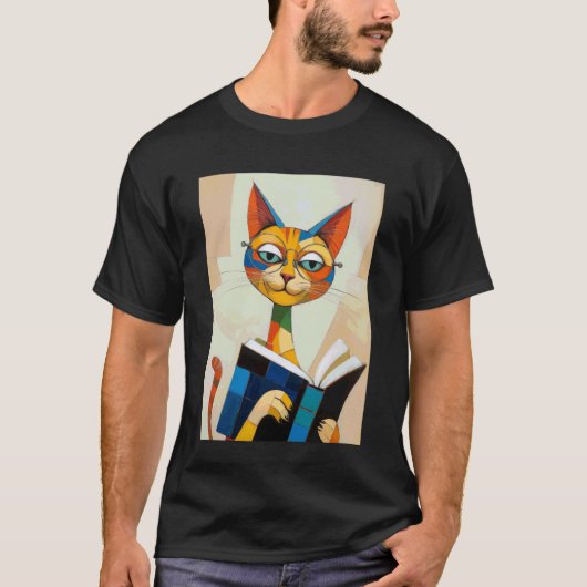 Cubistische Katlezer Boho Boekkunst T-shirt (Voorkant)