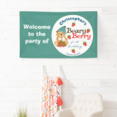 Cub's Aardbeien Beary Berry Eerste Verjaardag Spandoek (Insitu)