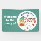 Cub's Aardbeien Beary Berry Eerste Verjaardag Spandoek (Horizontaal)