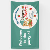 Cub's Aardbeien Beary Berry Eerste Verjaardag Spandoek (Verticaal)