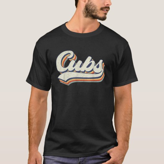 Cubs Naam Gepersonaliseerde  Retro Cubs Sport Na T-shirt (Voorkant)