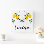 Cucina-teken met Lemons en Verlof ontwerp Vierkante Klok (Huis)