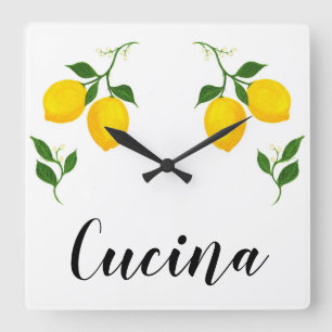 Cucina-teken met Lemons en Verlof ontwerp Vierkante Klok