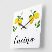 Cucina-teken met Lemons en Verlof ontwerp Vierkante Klok (Hoek)