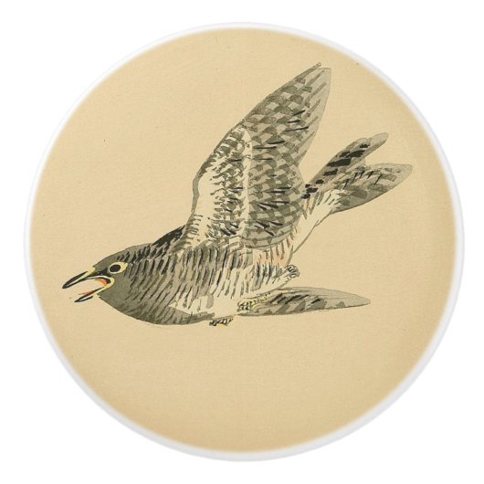 Cuckoo (Japanse kunst) (van Kono Bairei) Keramische Knop (Voorkant)