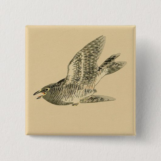 Cuckoo (Japanse kunst) (van Kono Bairei) Vierkante Button 5,1 Cm (Voorkant)