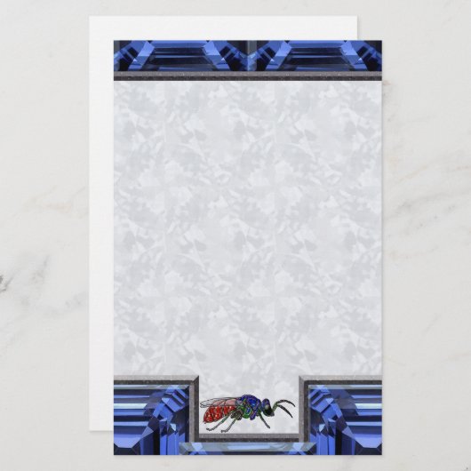 Cuckoo Wasp Blue Briefpapier (Voorkant / Achterkant)