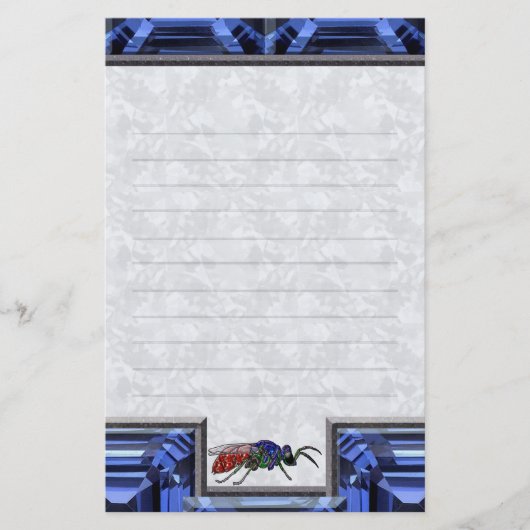 Cuckoo Wasp Blue Lined Briefpapier (Voorkant)