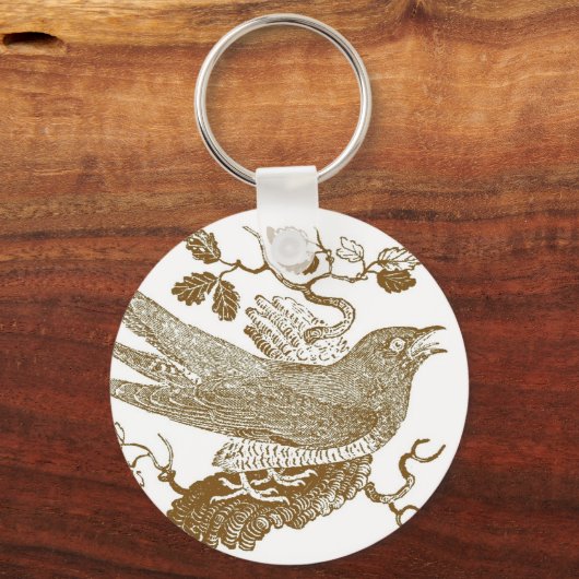 Cuckoo Woodcut Sleutelhanger (Voorkant)