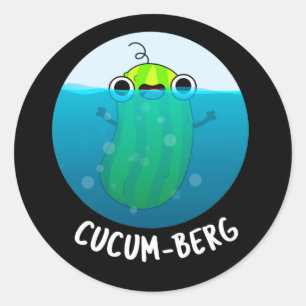 Cucum-berg Funny Cucumber Pun Dark BG Ronde Sticker