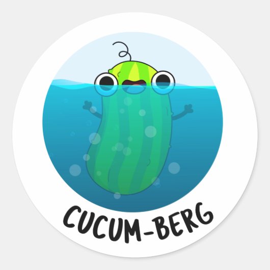 Cucum-berg Funny Cucumber Pun Ronde Sticker (Voorkant)