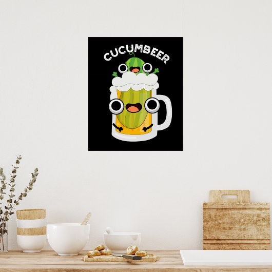 Cucum-bier Grappig Bier Pun Donker BG Poster (Keuken)