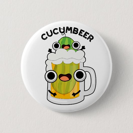 Cucum-bier Grappig Bier Pun Ronde Button 5,7 Cm (Voorkant)