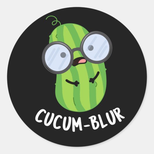 Cucum-blur Funny Veggie Cucumber Pun Dark BG Ronde Sticker (Voorkant)