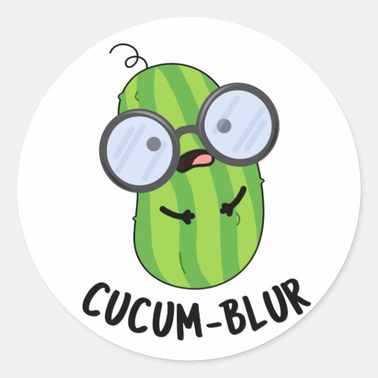Cucum-blur Funny Veggie Cucumber Pun Ronde Sticker (Voorkant)