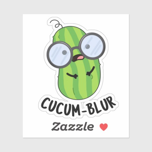 Cucum-blur Funny Veggie Cucumber Pun Sticker (Vel)