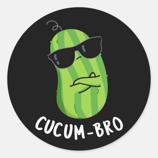 Cucum-bro Funny Veggie Cucumber Pun Dark BG Ronde Sticker (Voorkant)