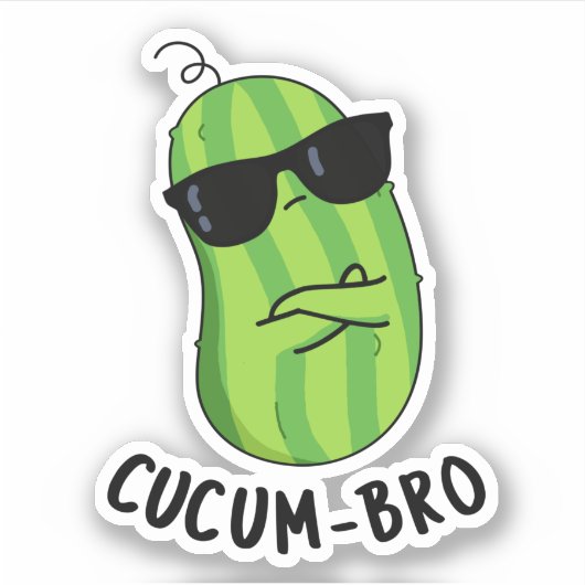 Cucum-bro Funny Veggie Cucumber Pun Sticker (Voorkant)
