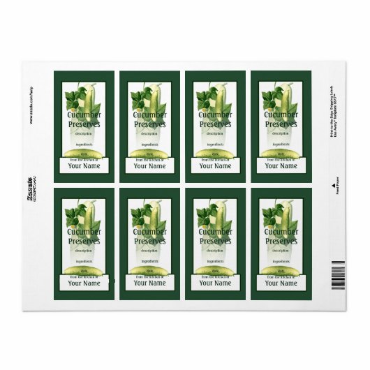 Cucumber behoudt label (Full Sheet)