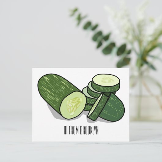Cucumber cartoon illustratie briefkaart (Staand voorkant)