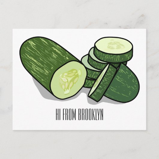 Cucumber cartoon illustratie briefkaart (Voorkant)