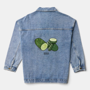 Cucumber cartoon illustratie denim jacket