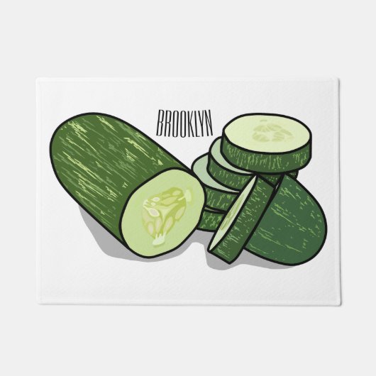 Cucumber cartoon illustratie deurmat (Voorkant)