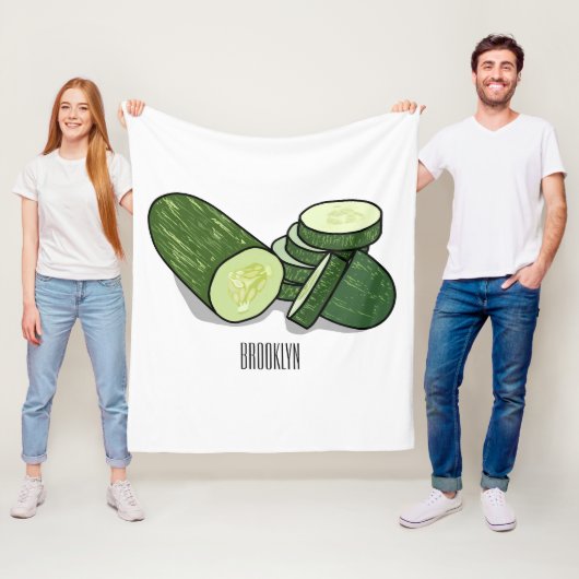 Cucumber cartoon illustratie fleece deken (In situ)