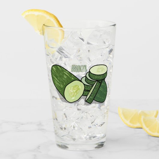 Cucumber cartoon illustratie glas (Voorkant ijs)