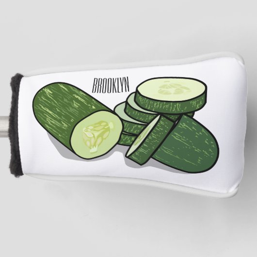 Cucumber cartoon illustratie golfheadcover (Voorkant)
