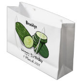 Cucumber cartoon illustratie groot cadeauzakje (Voorkant Gekanteld)