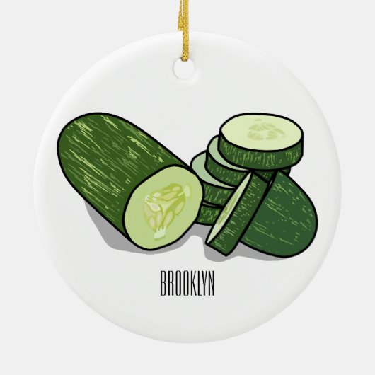 Cucumber cartoon illustratie keramisch ornament (Achterkant)