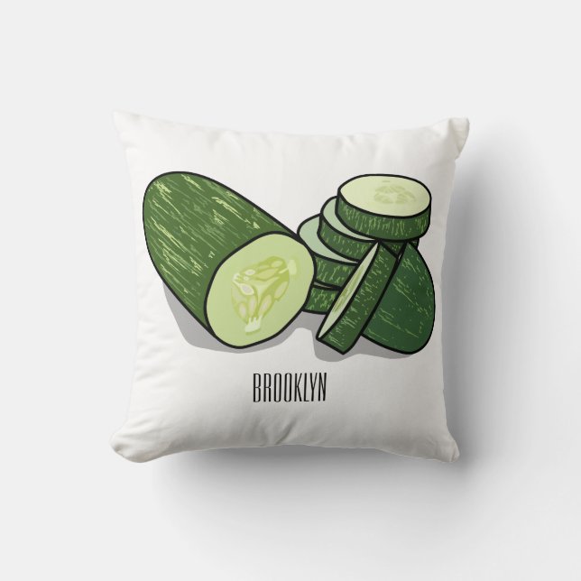 Cucumber cartoon illustratie kussen (Voorkant)