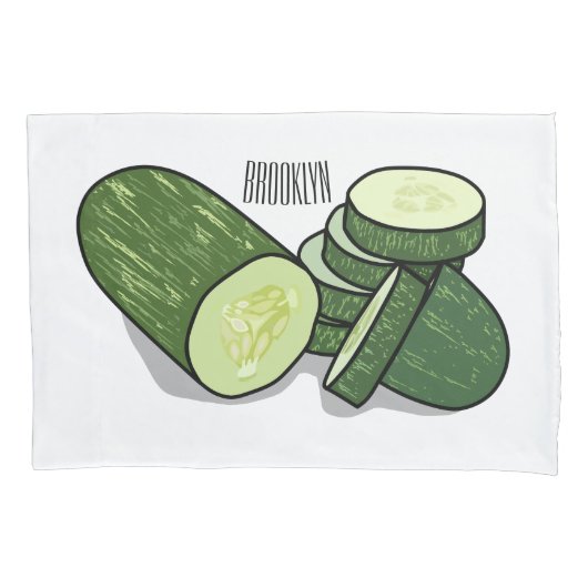 Cucumber cartoon illustratie kussensloop (Voorkant)