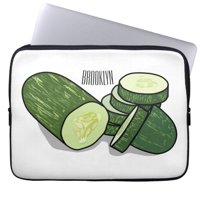 Cucumber cartoon illustratie laptop sleeve (Voorkant)