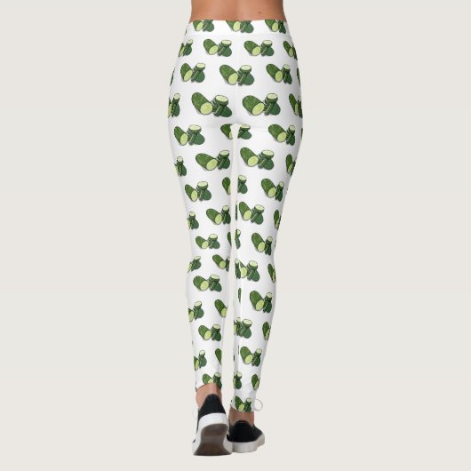 Cucumber cartoon illustratie leggings (Achterkant)