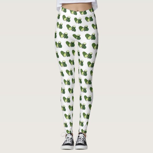 Cucumber cartoon illustratie leggings (Voorkant)