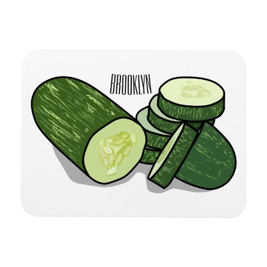 Cucumber cartoon illustratie magneet (Horizontaal)