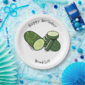 Cucumber cartoon illustratie papieren bordje (Feest)