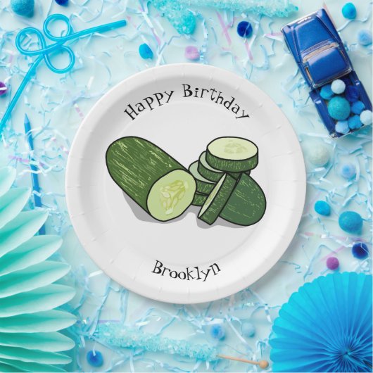 Cucumber cartoon illustratie papieren bordje (Feest)