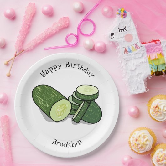 Cucumber cartoon illustratie papieren bordje (Feest)