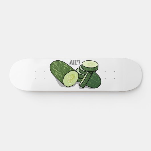 Cucumber cartoon illustratie persoonlijk skateboard (Horizontaal)