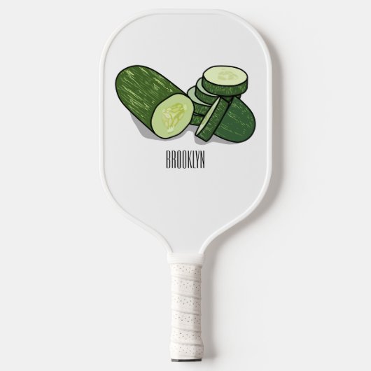 Cucumber cartoon illustratie pickleball paddle (Voorkant)