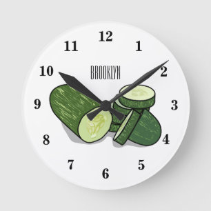 Cucumber cartoon illustratie ronde klok