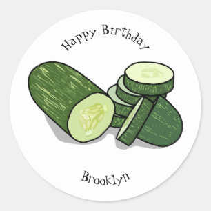 Cucumber cartoon illustratie ronde sticker