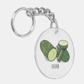 Cucumber cartoon illustratie sleutelhanger (Voorkant Links)