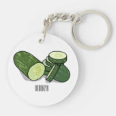 Cucumber cartoon illustratie sleutelhanger (Achterkant)